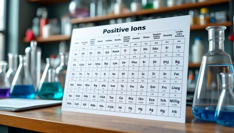 fill out the chart detailing the gas properties for each positively charged ion described.